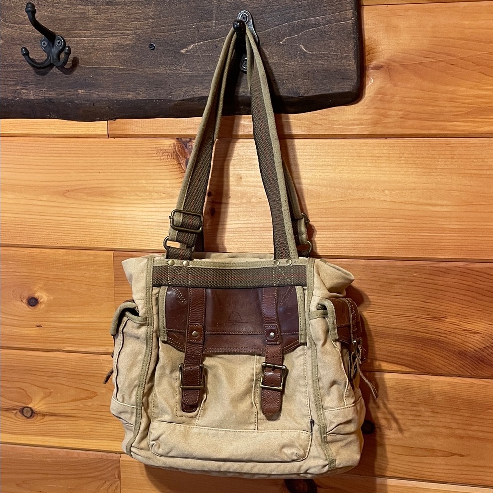 Rugged canvas and leather shoulder bag TSD brand